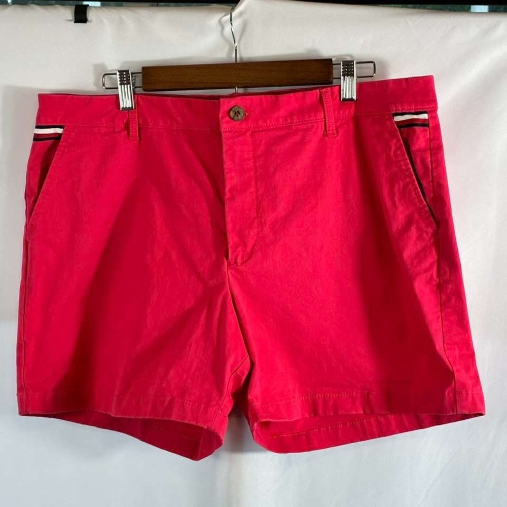 Tommy Hilfiger Womens 16 Red Pink 5 Inch Classic Stretch Chino Shorts Preppy New